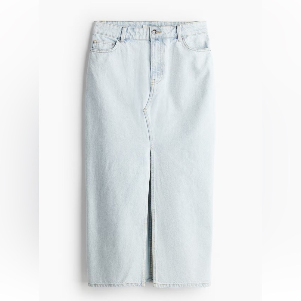 H&M light denim midi skirt
